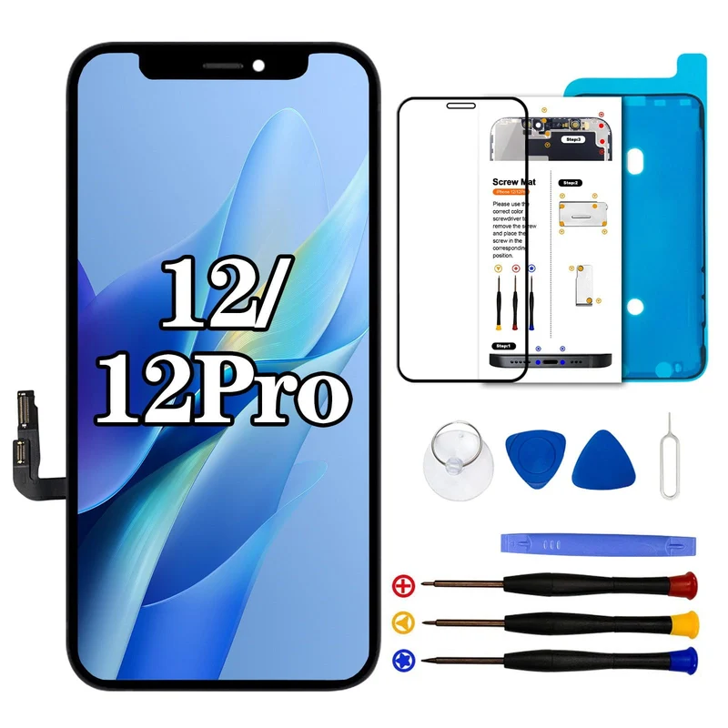 Dinow Display für iPhone 12 12 Pro, 6.1" Bildschirm für iPhone 12 für iPhone 12 Pro Full HD 3D Touch