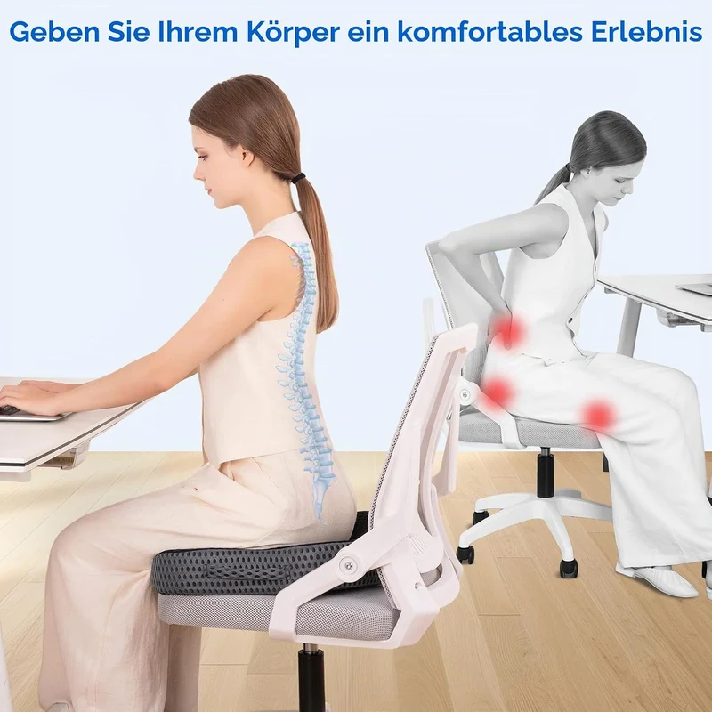 Qutool Sitzkissen, Grosses Ergonomisches Sitzkissen Bürostuhl– Komfortabler Unterstützung, Sitzpolst