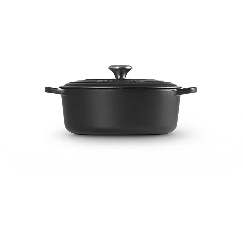 Le Creuset Bräter Signature oval 40cm Schwarz matt innen & außen