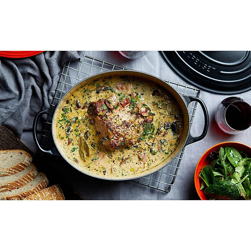 Le Creuset Bräter Signature oval 35cm Schwarz matt innen & außen