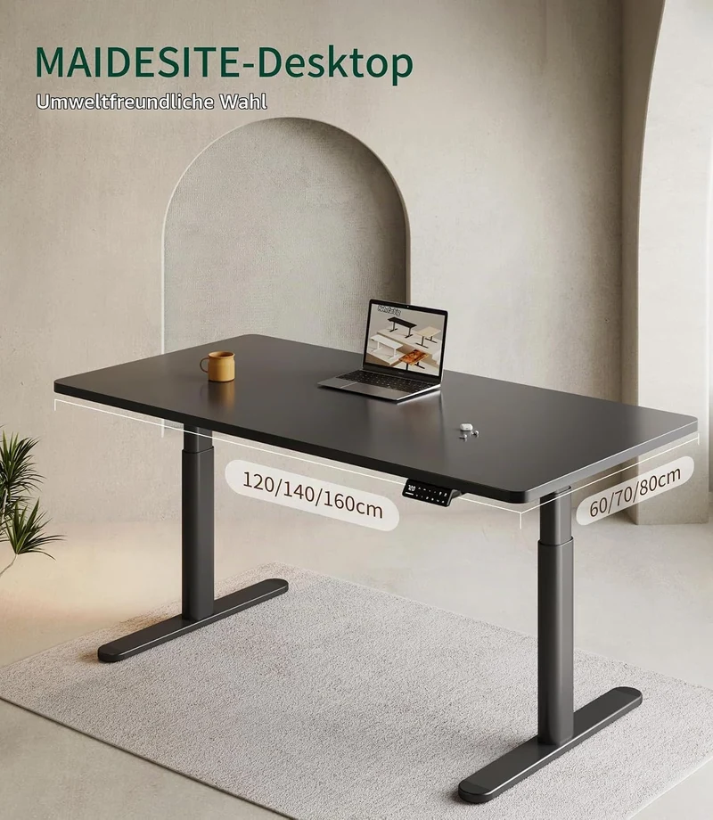 MAIDeSITe Tischplatte 120x60x2,5cm Schreibtischplatte - DIY Stabile Bürotischplatte– Perfekt für höh