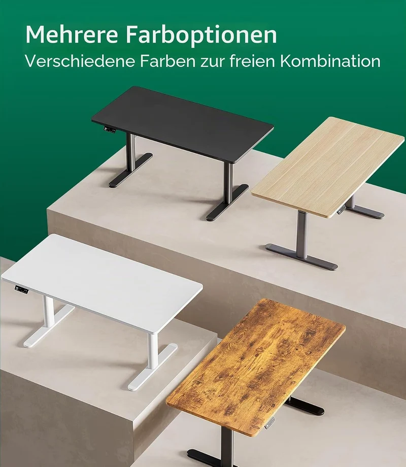 MAIDeSITe Tischplatte 120x60x2,5cm Schreibtischplatte - DIY Stabile Bürotischplatte– Perfekt für höh