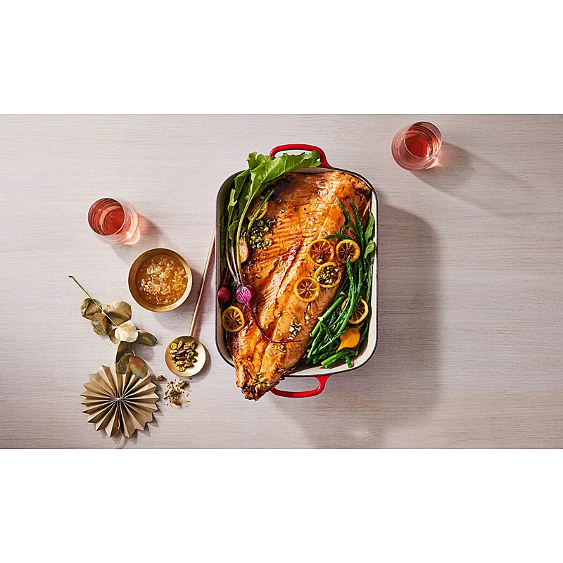 Le Creuset Bratreine Signature rechteckig 37cm Kirschrot