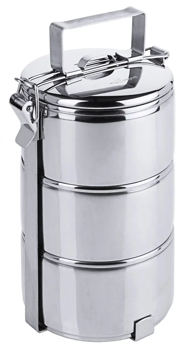Edelstahl Etagen-Essenträger 3 Etagen 0,6-0,9 Liter Behälter