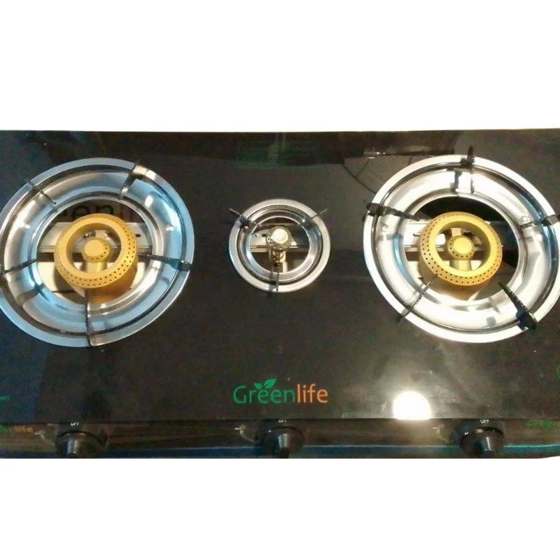 Green Life Glass Top Gas Stove 3 Burner