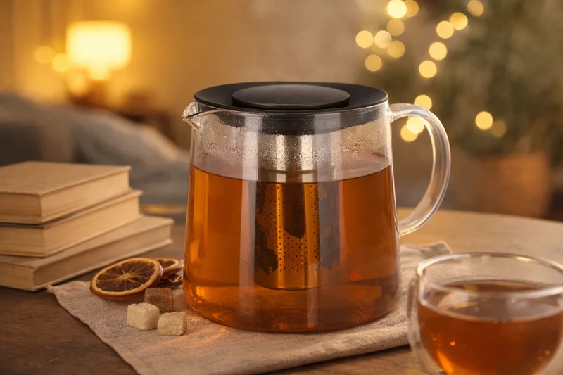 Cookinglife Teekanne Borosilikatglas 1,5 L - Edelstahl-Sieb - Glasteekanne Klar