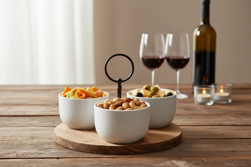 Cookinglife Servierset Akazienholz Ø19 cm 4-teilig - Tapas - Porzellan