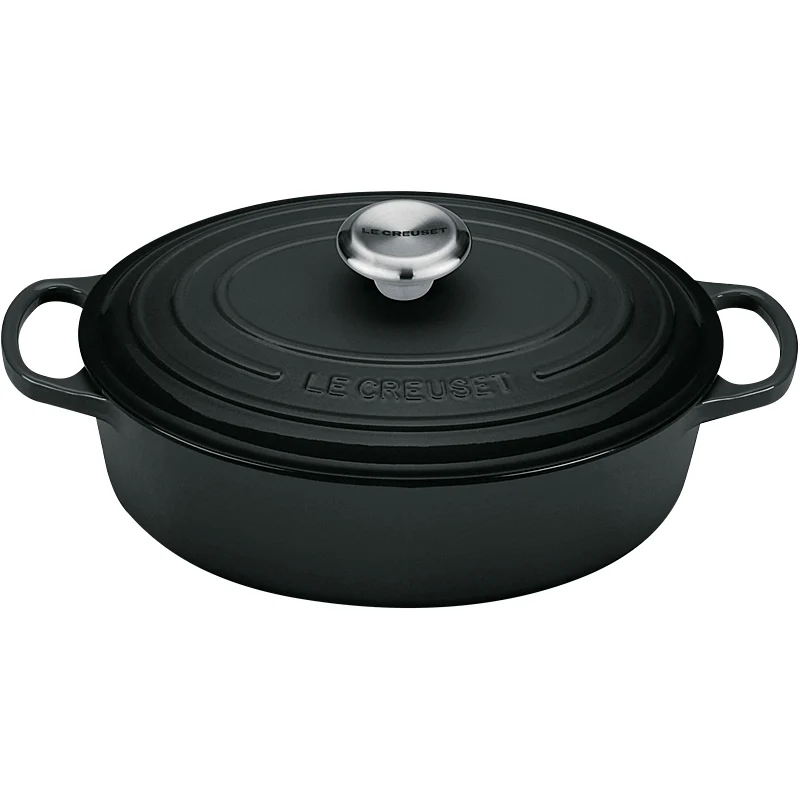 Le Creuset Gourmet Bräter Signature oval 27 cm Schwarz matt innen & außen