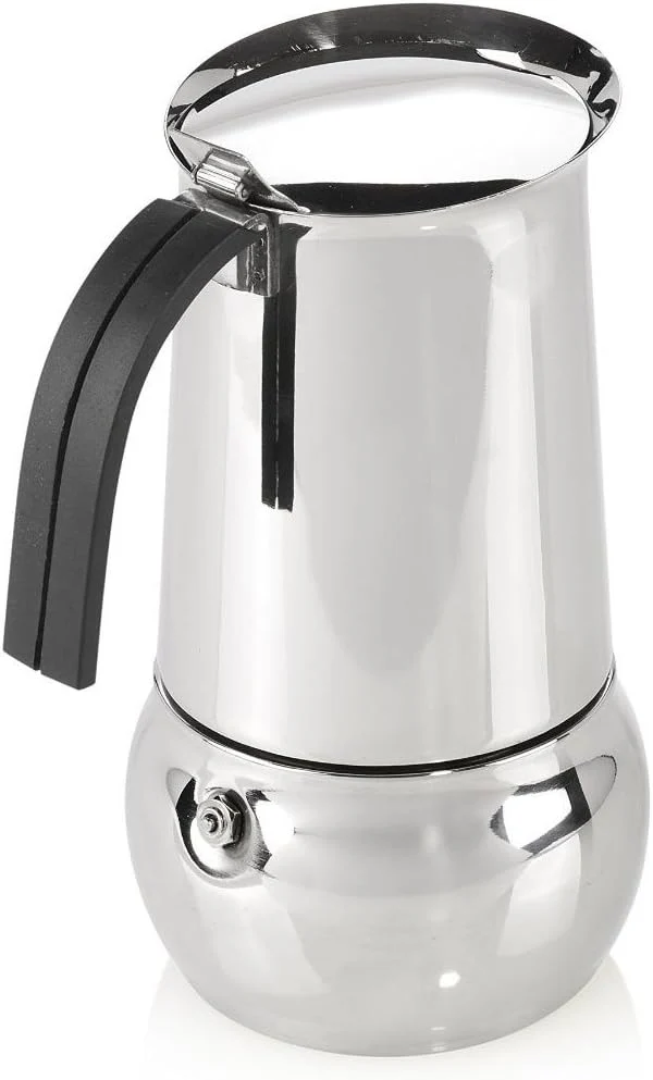 Bialetti Kitty Kaffeekocher mit Induktionboden, Edelstahl, Silber, 10 Tassen