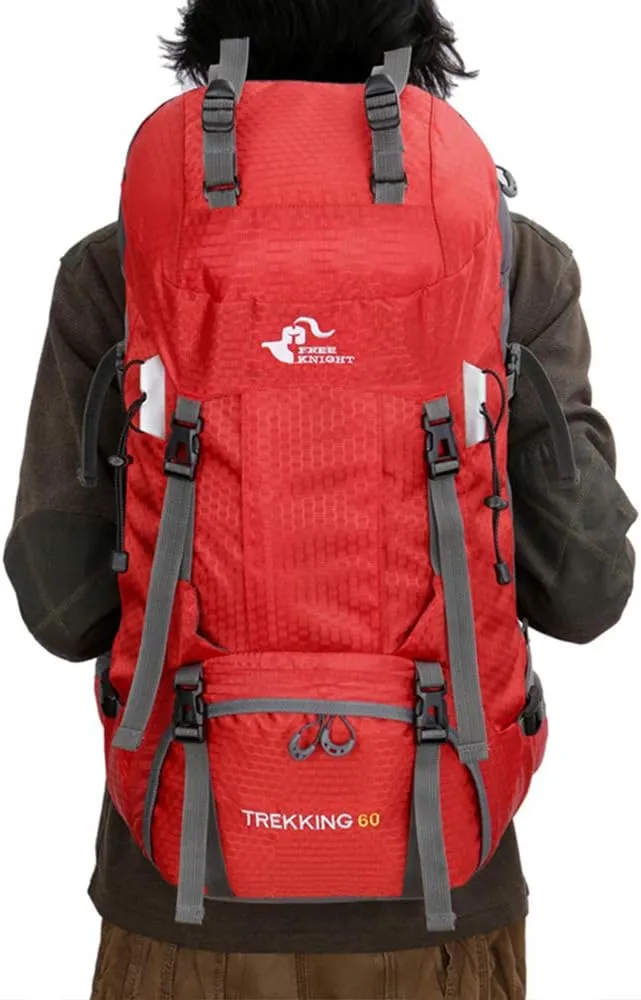 Bseash 60L Wasserdichter leichter Wanderrucksack mit Regenschutz, Outdoor Sport Tagesrucksack Multif