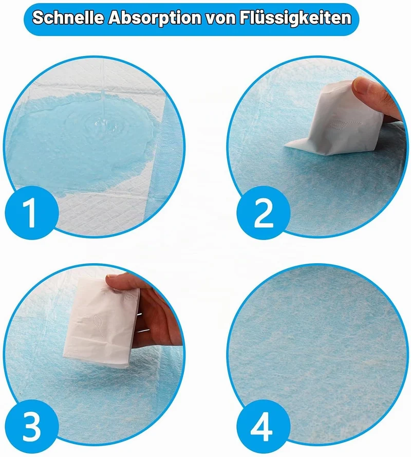100 Stück PIPI Matten für Hunde und Welpen, 60 × 60cm Trainingspads, Wickelunterlagen Baby Geeignet