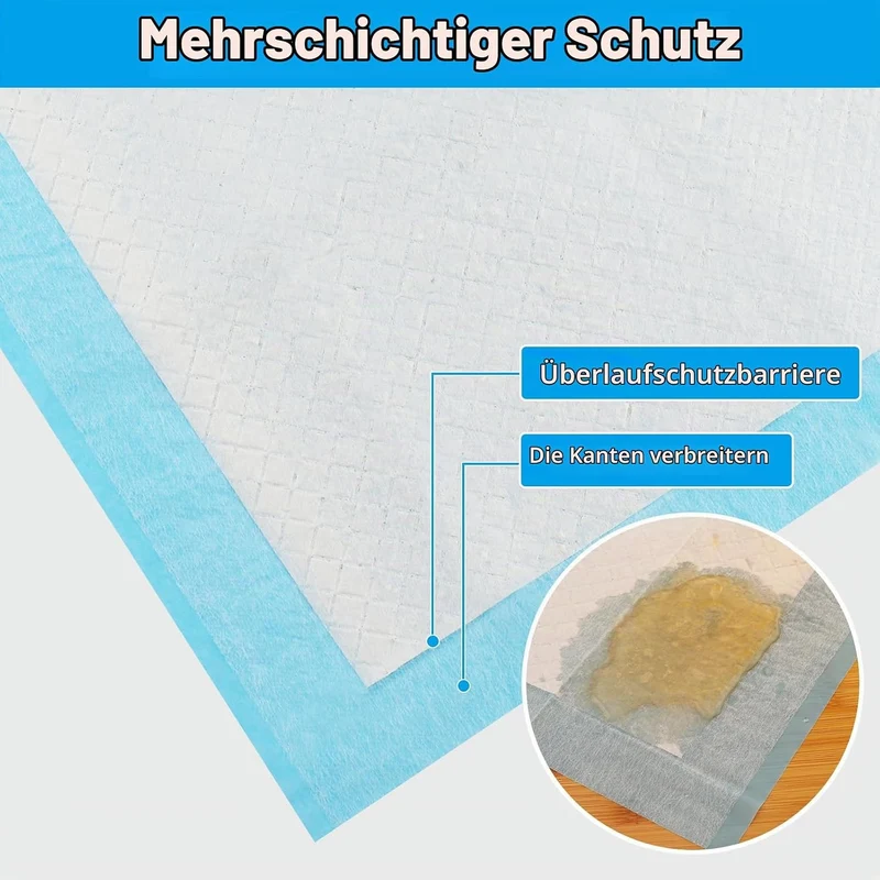 100 Stück PIPI Matten für Hunde und Welpen, 60 × 60cm Trainingspads, Wickelunterlagen Baby Geeignet