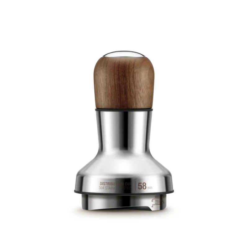Accesorio para airear y nivelar el café molido de acero inox y madera de nogal Sage