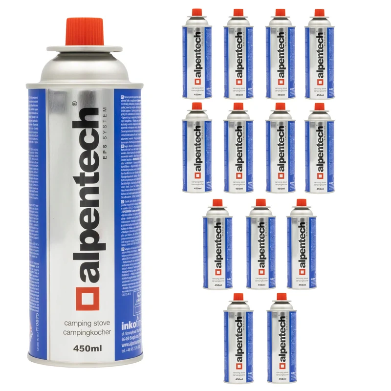 Alpentech 433 ml gas cartridge, compliant with EN 417, isobutane, EPS system, IK301, 14 pieces