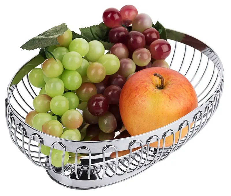 Edelstahl Obstkorb oval 22 cm