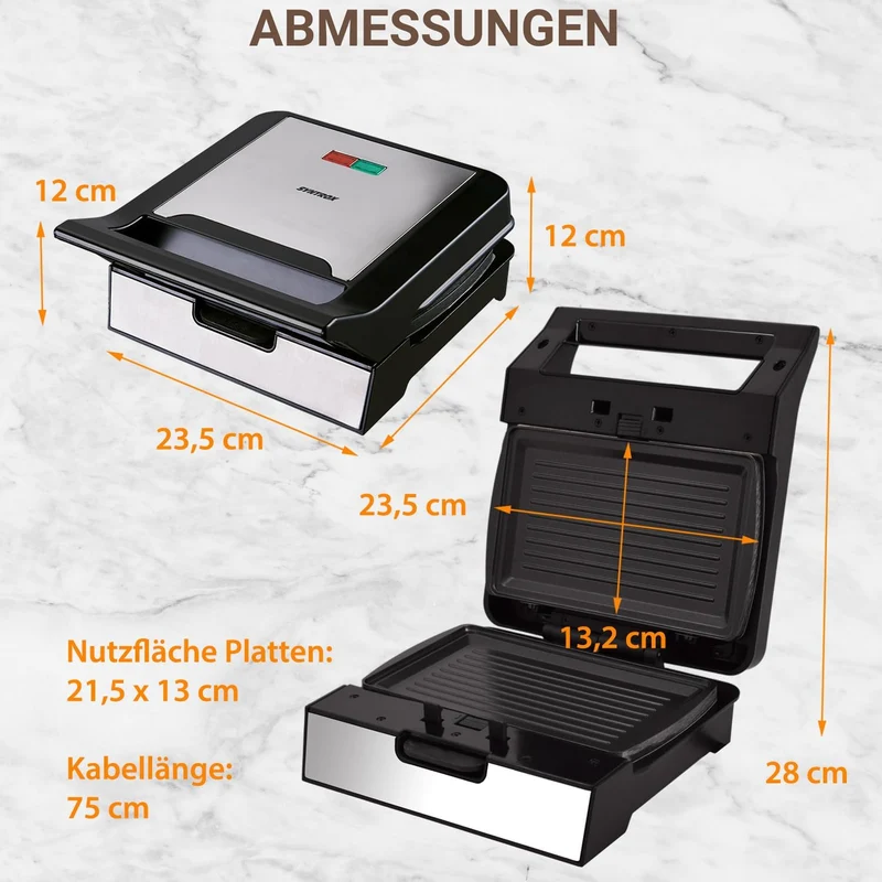 Syntrox Germany MM-1400W-Gusto-Grill Kontaktgrill mit wechselbaren, spülmaschinengeeigneten Platten