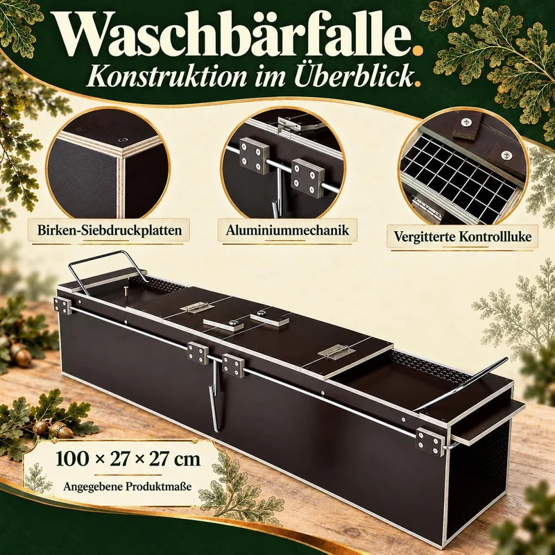 Martenbrown® Waschbärfalle Gross 100cm I Dient auch als Marderfalle oder Katzenfalle I Marder Kasten