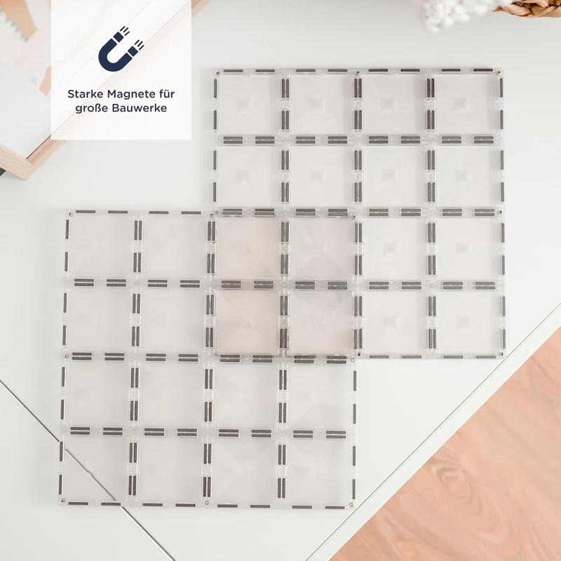 CONNETIX Magnetische Fliesen Klar Grundplatten-Pack, 2 Stück