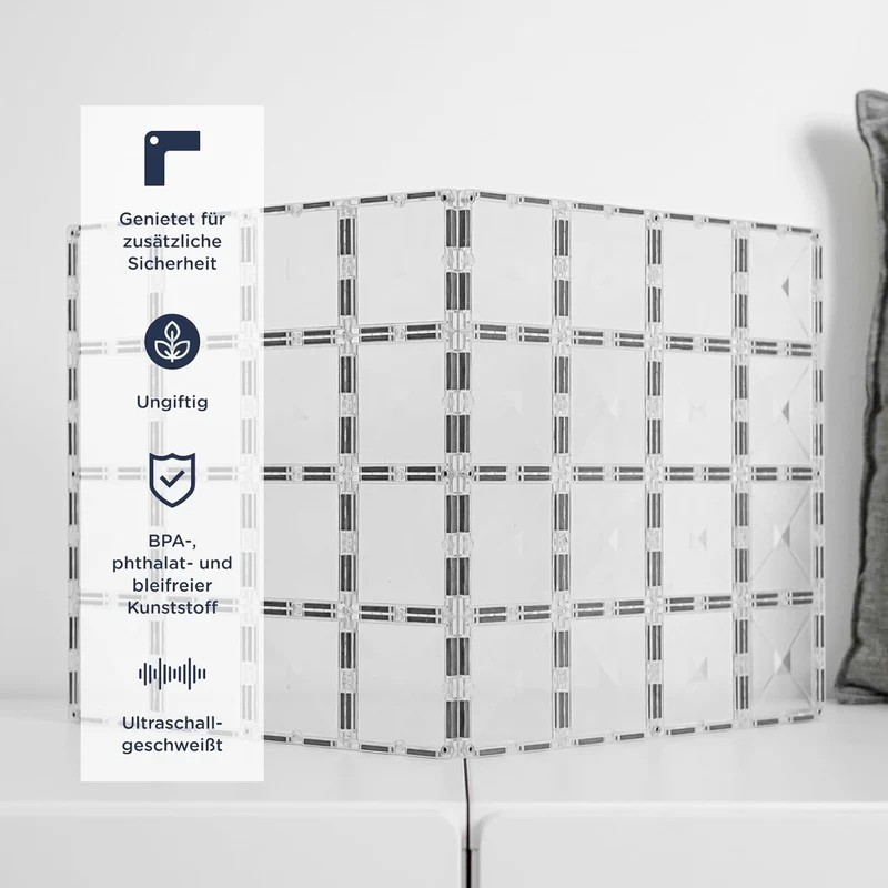 CONNETIX Magnetische Fliesen Klar Grundplatten-Pack, 2 Stück