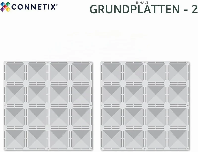 CONNETIX Magnetische Fliesen Klar Grundplatten-Pack, 2 Stück