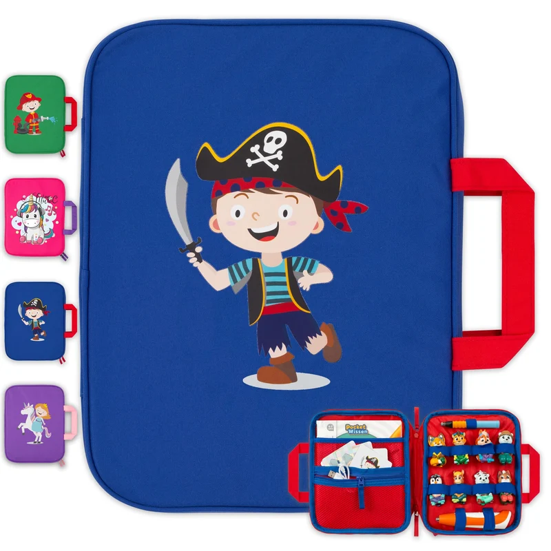 Tasche für Edurino & Tonies Figuren im Paolo Pirat Design in Blau I Aufbewahrung für Edurino Stift,