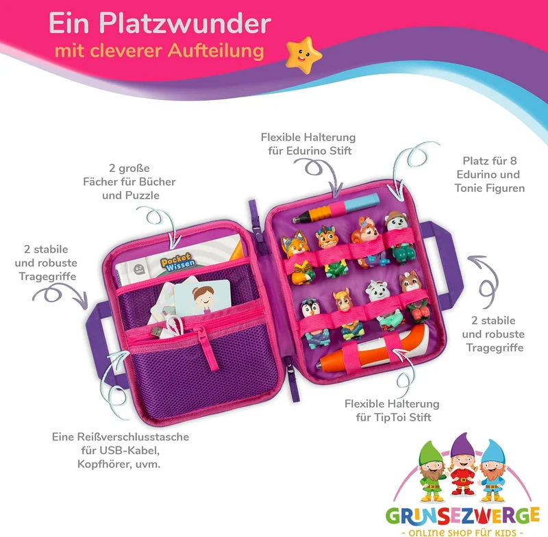 Tasche für Edurino & Tonies Figuren im Paolo Pirat Design in Blau I Aufbewahrung für Edurino Stift,