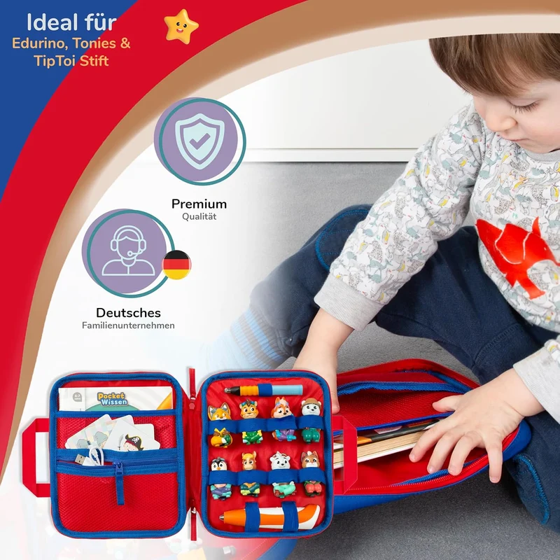 Tasche für Edurino & Tonies Figuren im Paolo Pirat Design in Blau I Aufbewahrung für Edurino Stift,