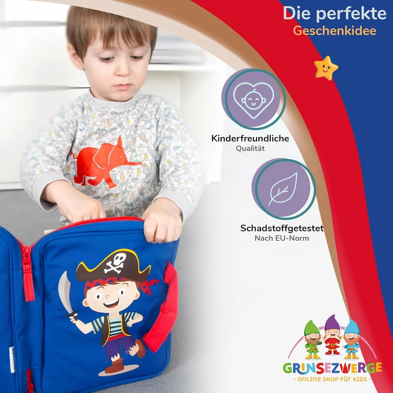 Tasche für Edurino & Tonies Figuren im Paolo Pirat Design in Blau I Aufbewahrung für Edurino Stift,