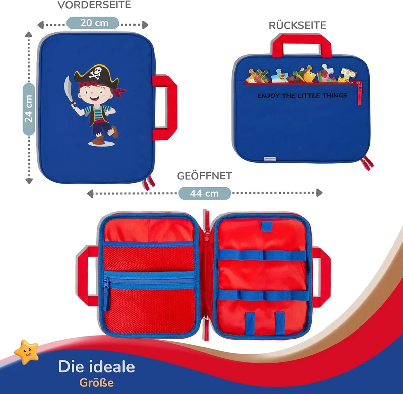 Tasche für Edurino & Tonies Figuren im Paolo Pirat Design in Blau I Aufbewahrung für Edurino Stift,