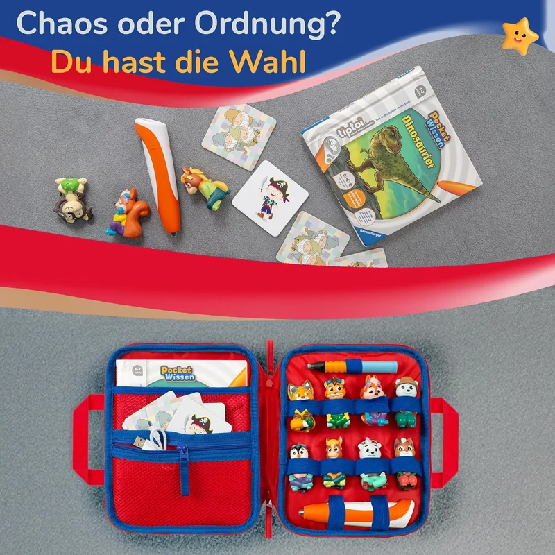 Tasche für Edurino & Tonies Figuren im Paolo Pirat Design in Blau I Aufbewahrung für Edurino Stift,
