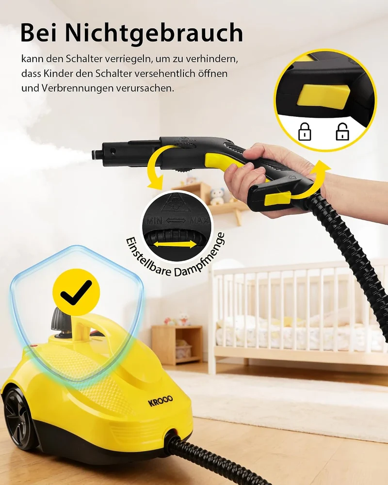 HandDampfreiniger, Dampfreiniger mit 23 Zubehörteilen,Steam Cleaner und einem 5 Meter langen Netzkab