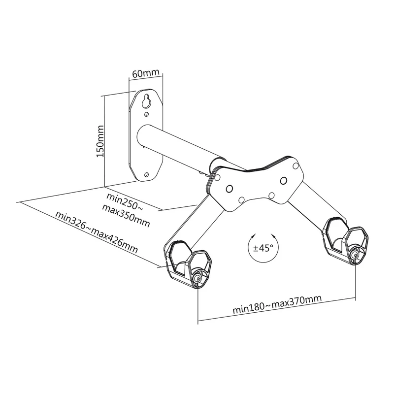 Maclean Wall-Mounted Bike Rack, 25 kg max, MC-457, 2 pieces