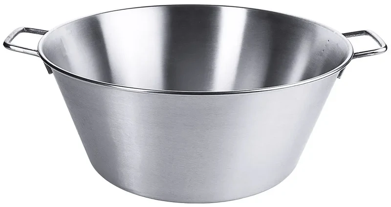 Edelstahl Wanne rund 40-50 cm mit zwei Griffen