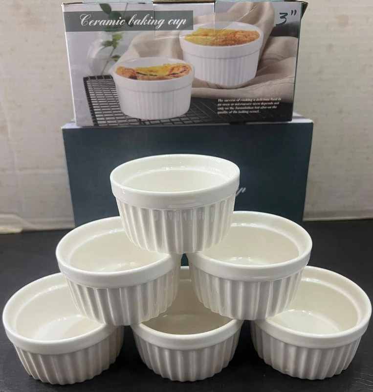 3.5'' Ceramic Ramekins Baking Cup 6 PCs Set