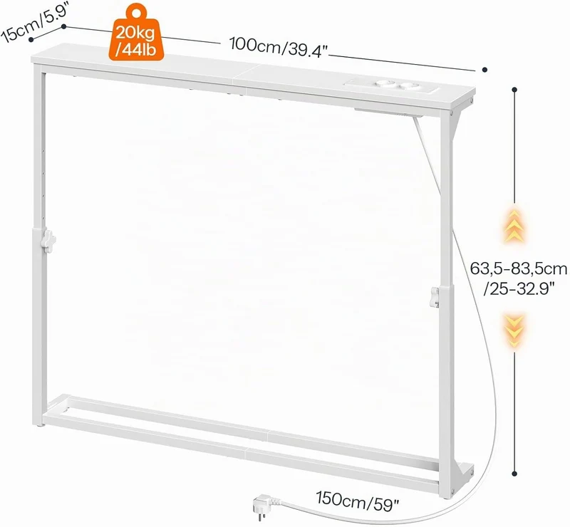 HOOBRO Schmaler Konsolentisch (15 cm breit), 2er-Set, höhenverstellbar (63.5-83.5 cm), Sofatisch mit