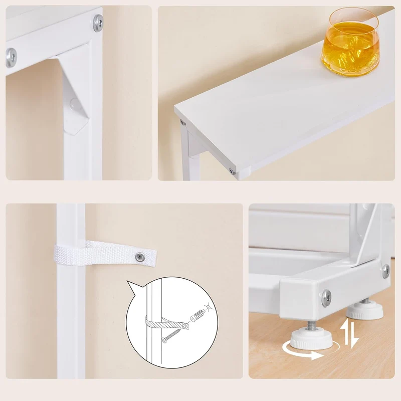 HOOBRO Schmaler Konsolentisch (15 cm breit), 2er-Set, höhenverstellbar (63.5-83.5 cm), Sofatisch mit