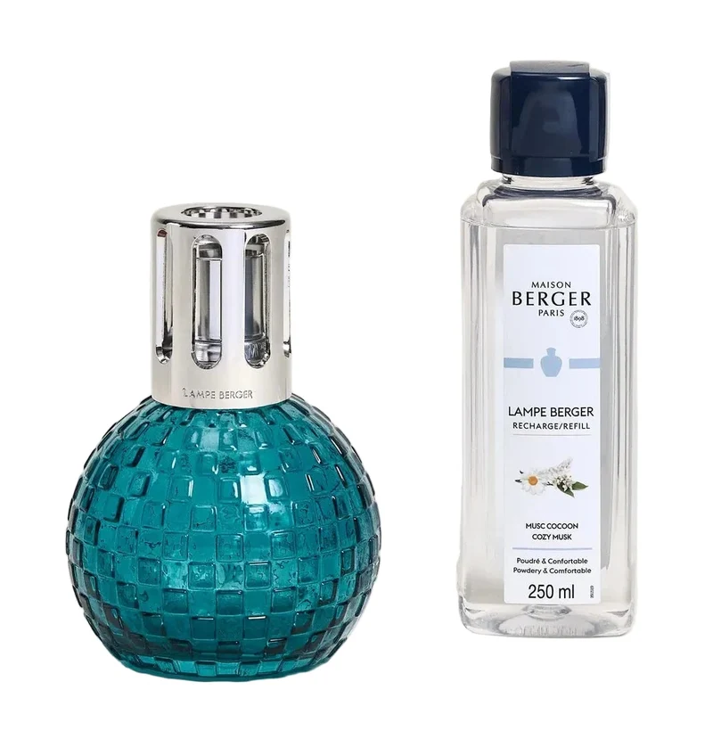 Maison Berger Geschenkset Duftlampe Glas 250 ml - Duft Cozy Musk - Disco Grün