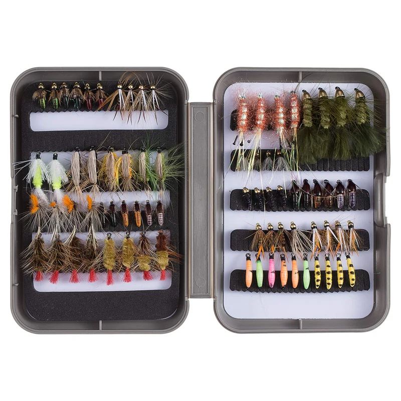BASSDASH Trout Steelhead Salmon Fishing Flies Barbed Barbless Fly Hooks Include Dry Wet Flies Nymphs