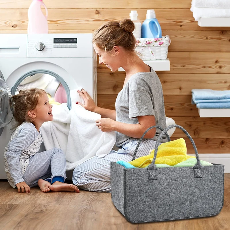 4 Stück Filztaschen Kaminholztasche Filz, Faltbar Kaminholzkorb Filztasche Shopper für Holz Zeitunge