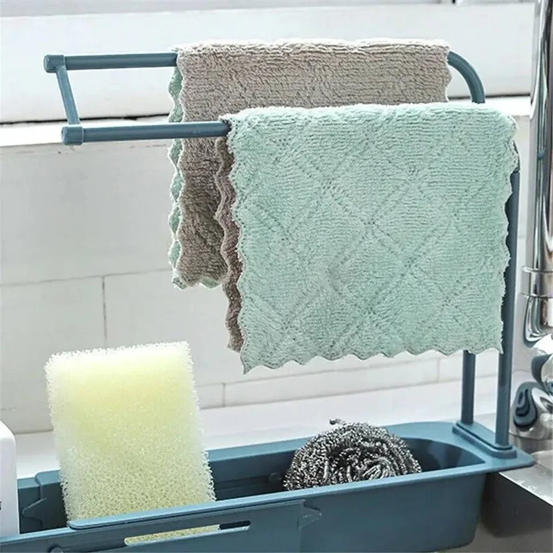 Telescopic Kitchen Sink Shelf Organizer & Sponge Holder