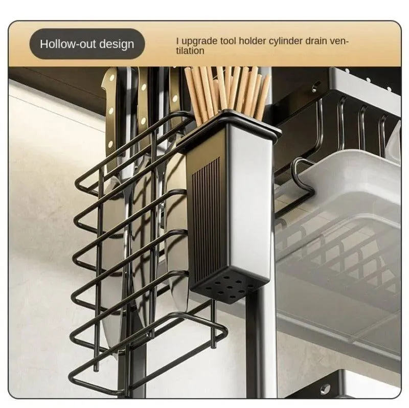 3 Layer Carbon Steel Kitchen Plate Rack & Dish Drying Organizer