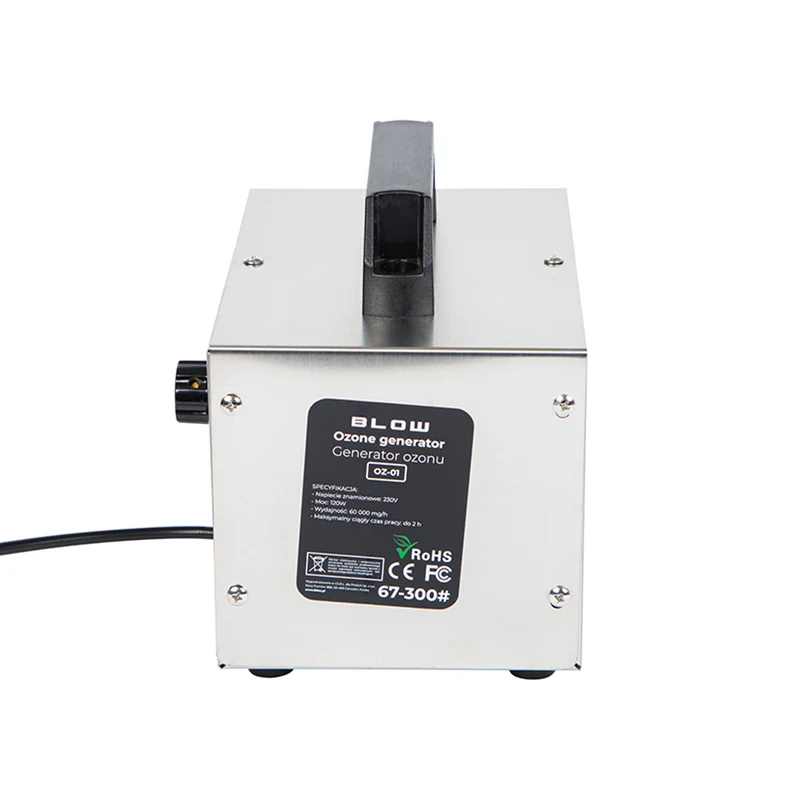 Blow ozone generator, capacity 60,000 mg/h, power 120W, low power consumption, long cable, adjustable operating time, 4 ozonation plates, 67-300#