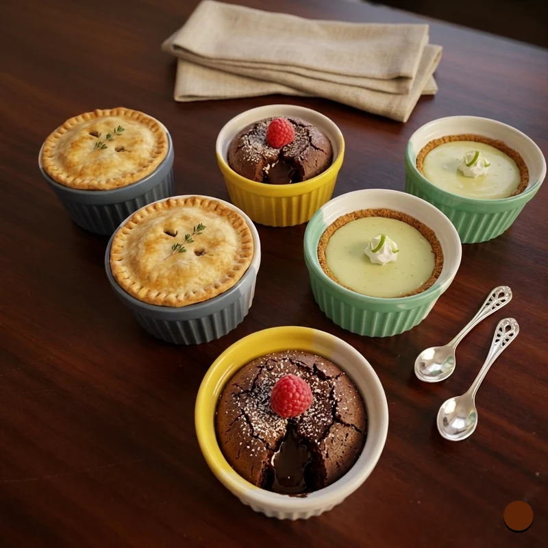 6PCS Ceramic Two-Tone Ramekin Set - Vibrant Oven-to-Table Bakeware