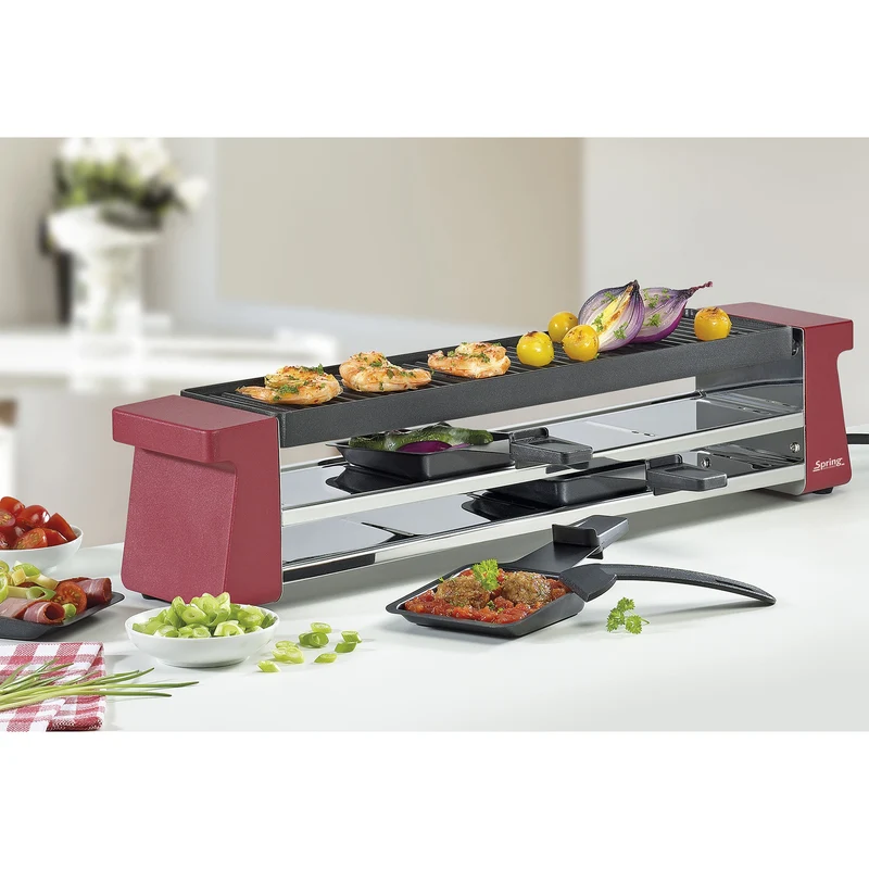 Raclette mit Alugrillplatte rot