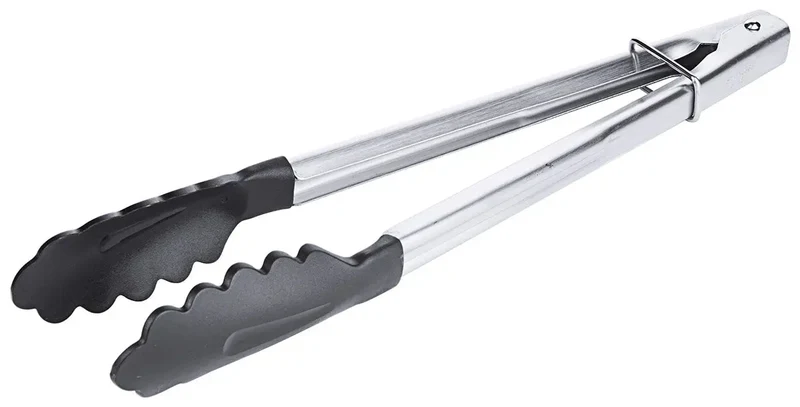 Edelstahl Bratzange 23-40 cm hochglänzend mit Feder und Verschlussschieber