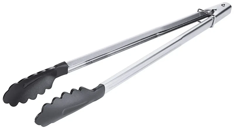 Edelstahl Bratzange 23-40 cm hochglänzend mit Feder und Verschlussschieber