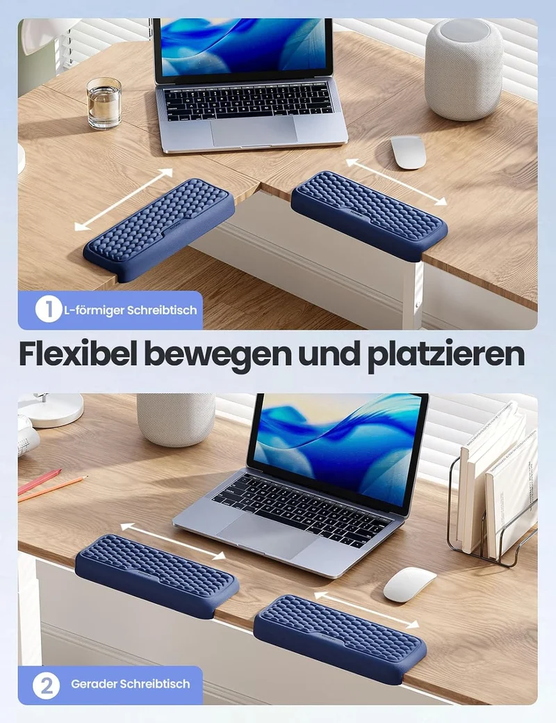 VAYDEER L-förmige Armauflage für Schreibtischkante, 2er Set Ergonomische Ellbogen- & Handgelenkaufla