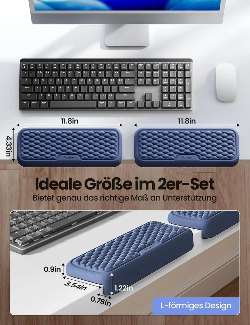VAYDEER L-förmige Armauflage für Schreibtischkante, 2er Set Ergonomische Ellbogen- & Handgelenkaufla