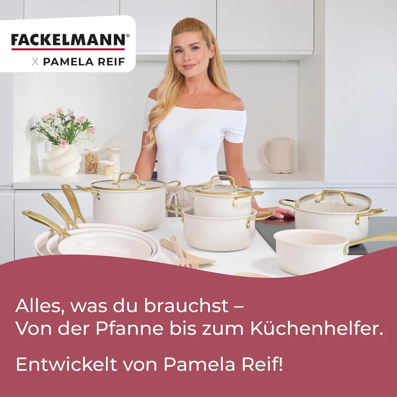 FACKELMANN x Pamela Reif Bratpfannen-Set 2-tlg Ø 24-28 cm – Stilvolle Pfannen aus recyceltem Alumini