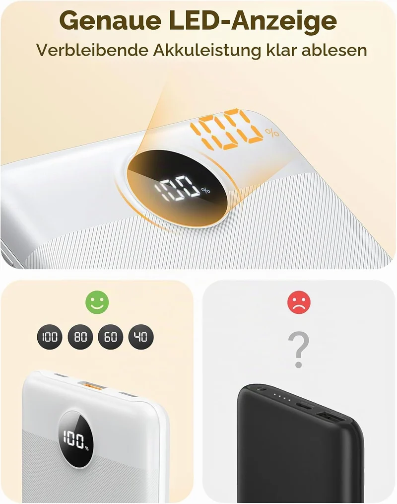 VEGER Power Bank Mini 22.5W, 10000mAh Powerbank Klein Aber Stark, Ultra Slim Leicht Externe Handyakk